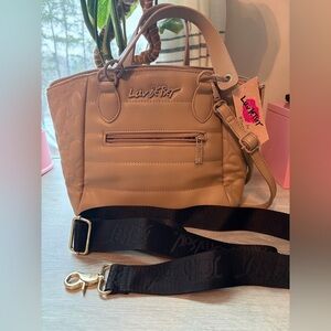 Luv Betsey by Betsey Johnson quilted hearts  satchel w/guitar strap BNWT